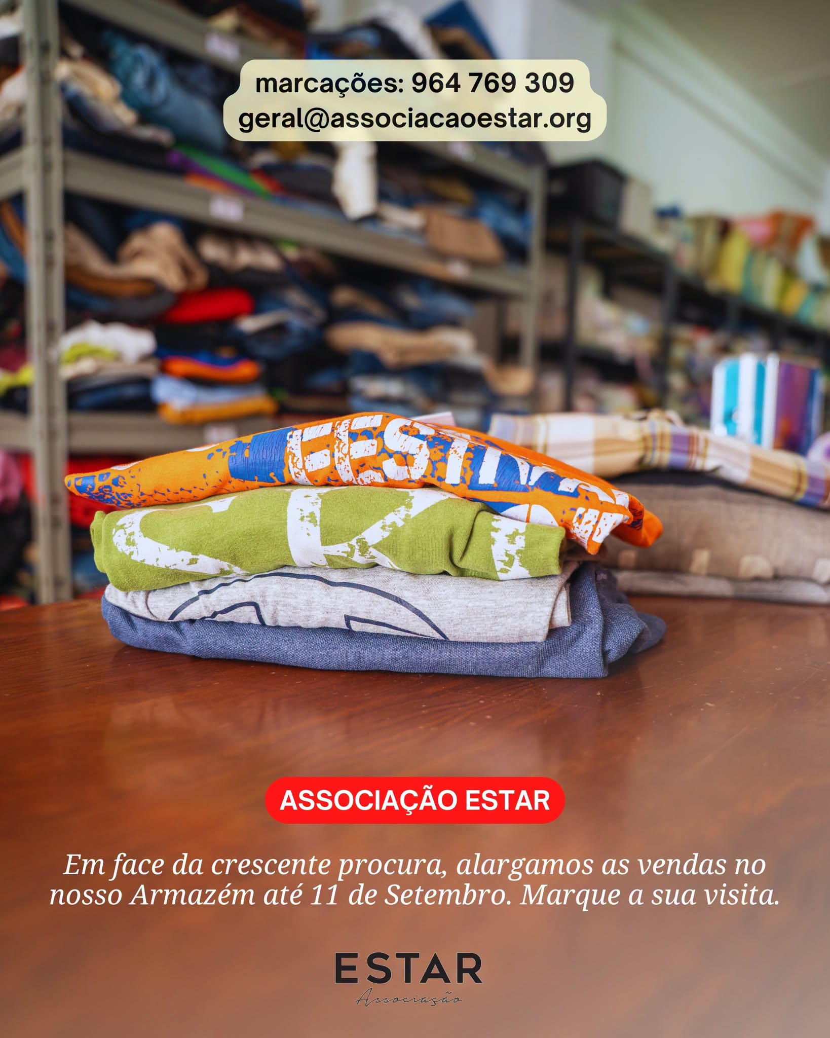 ESTAR: Alargamento do Prazo de Abertura do Nosso Armazém (Marcação Obrigatória)